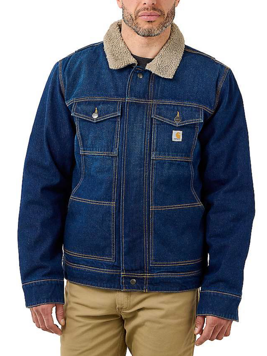 Carhartt fleece lined denim jacket cheap