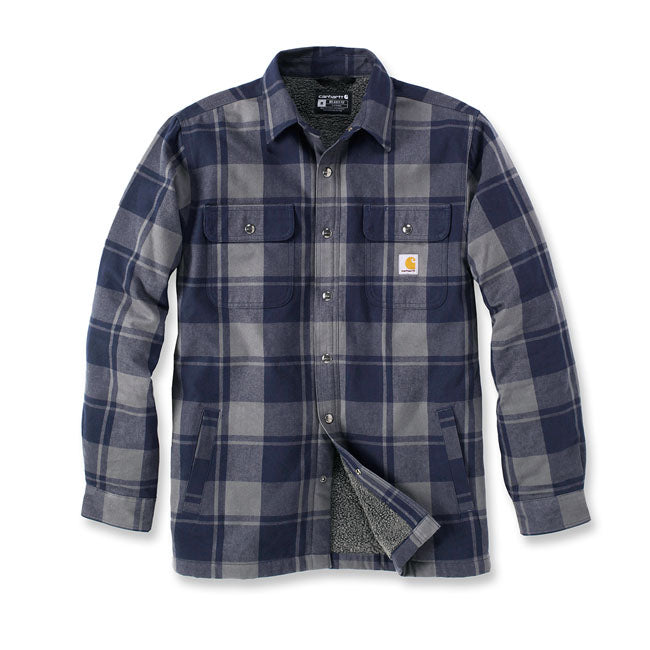 CARHARTT - FLANNEL SHERPA-LINED SHIRT NAVY