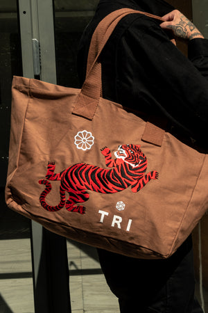 
                  
                    "TORA" EMBROIDERED TOTE BAG - CARAMEL
                  
                