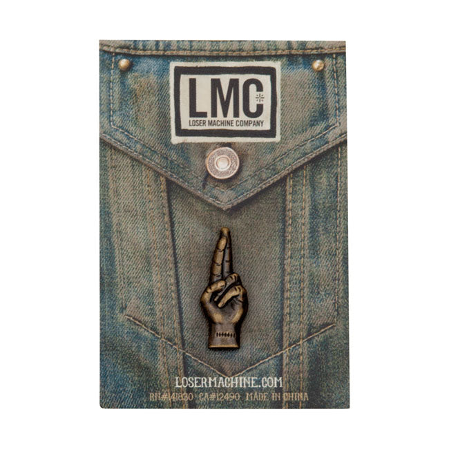 LOSER MACHINE LMC GOOD LUCK PIN ANITQUE BRASS